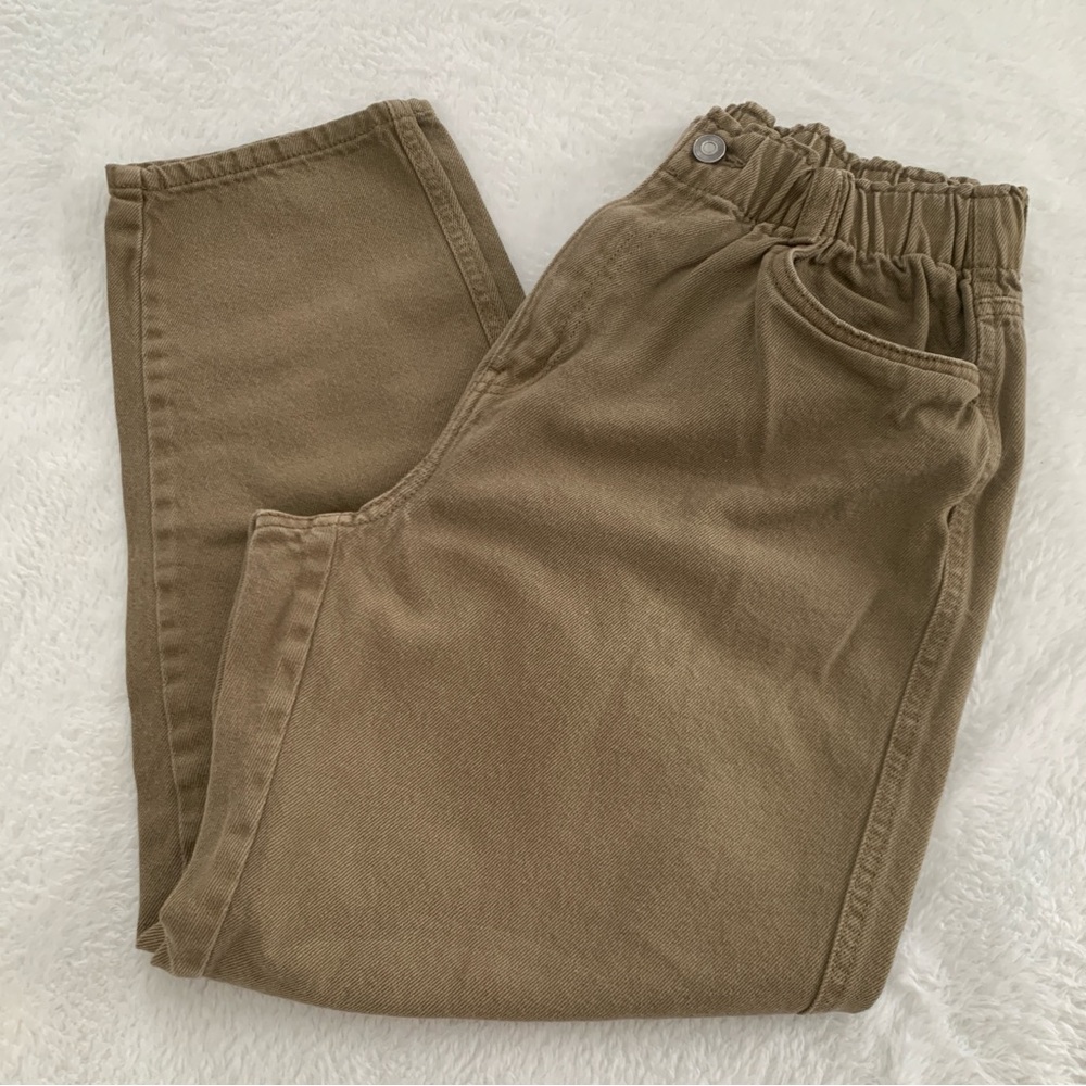 Women’s 6 H&M Tan Brown Elasticized Waist Cropped Straight Leg Denim Jeans Pants